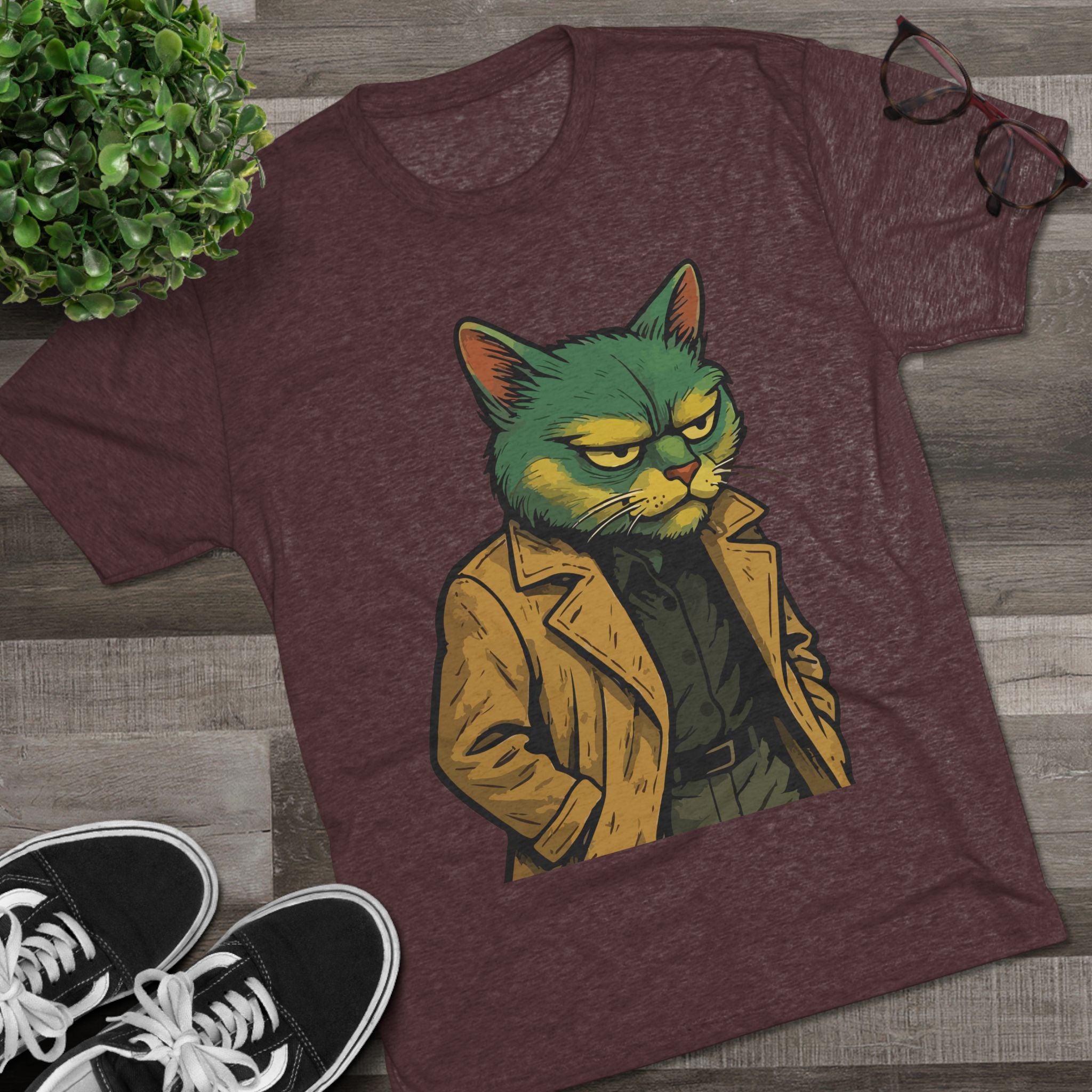 Grumpy Detective Cat Tee — Retro Noir Cat Graphic Shirt