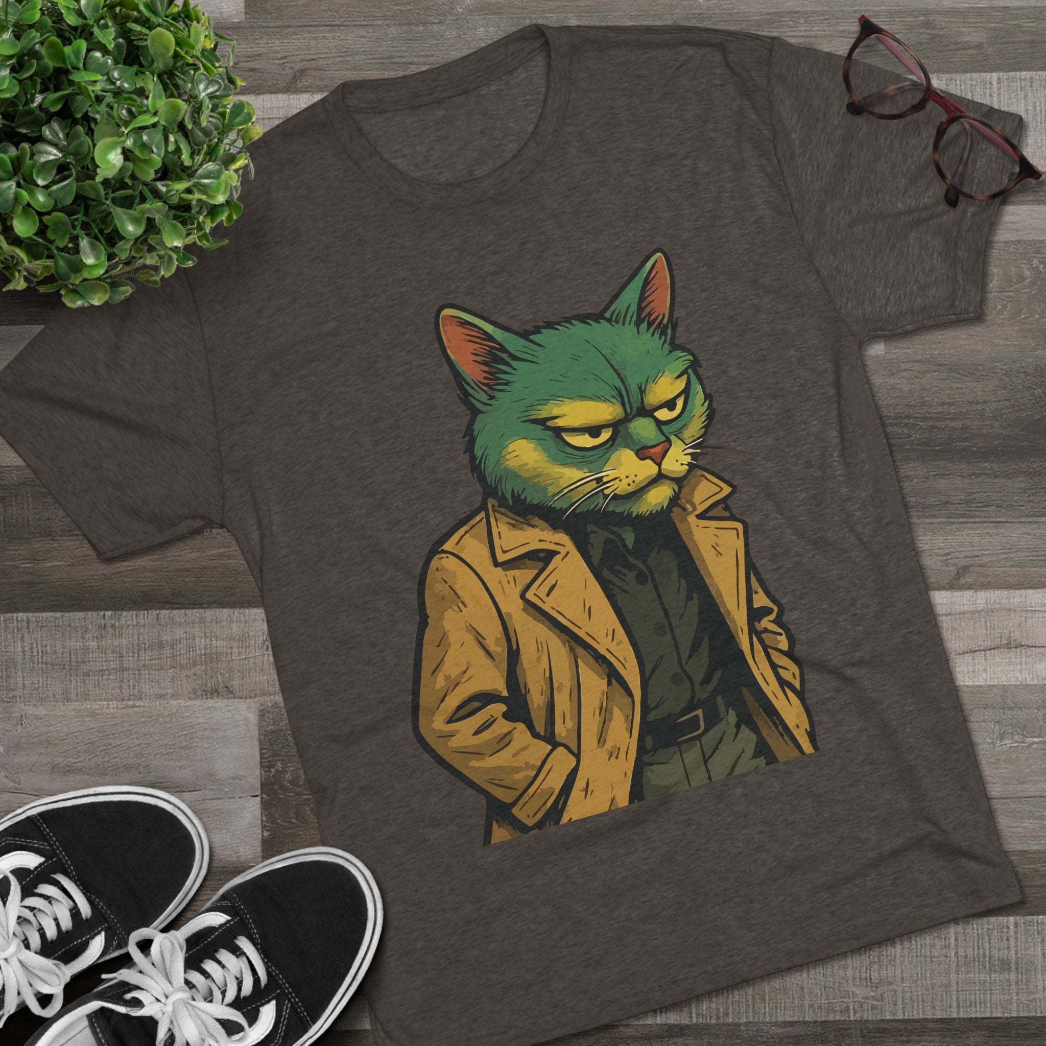 Grumpy Detective Cat Tee — Retro Noir Cat Graphic Shirt