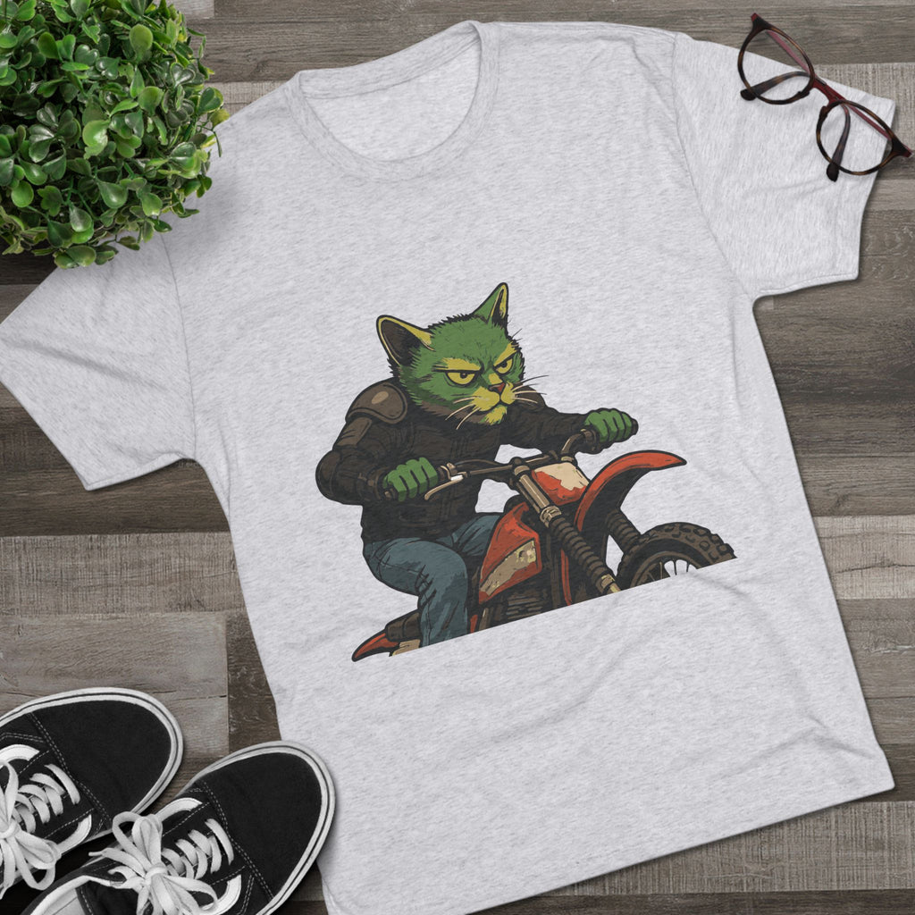 Cat Biker T‑Shirt — Retro Motorcycle Cat Graphic Tee