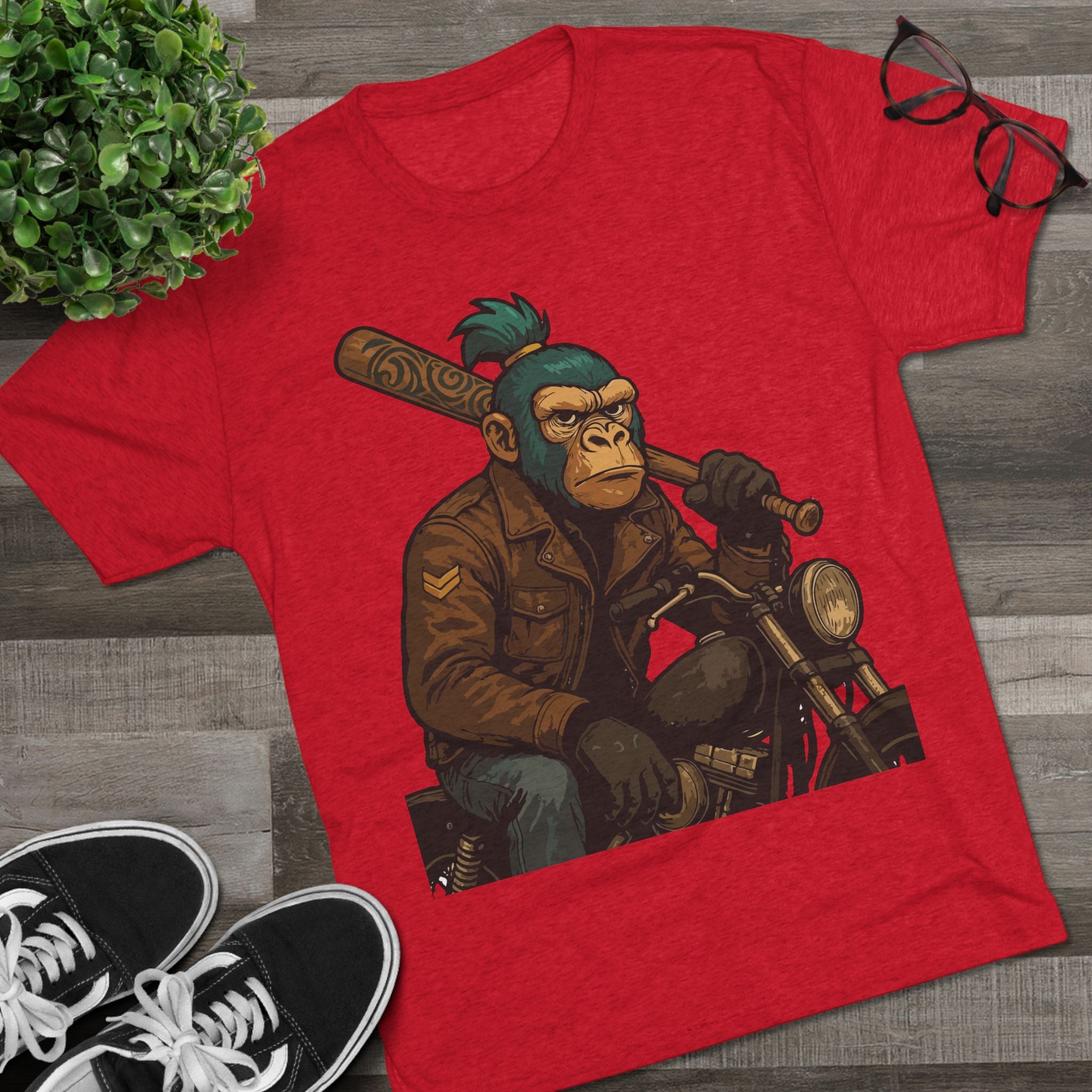 Biker Monkey Graphic Tee — Cool Motorcycle Ape Design