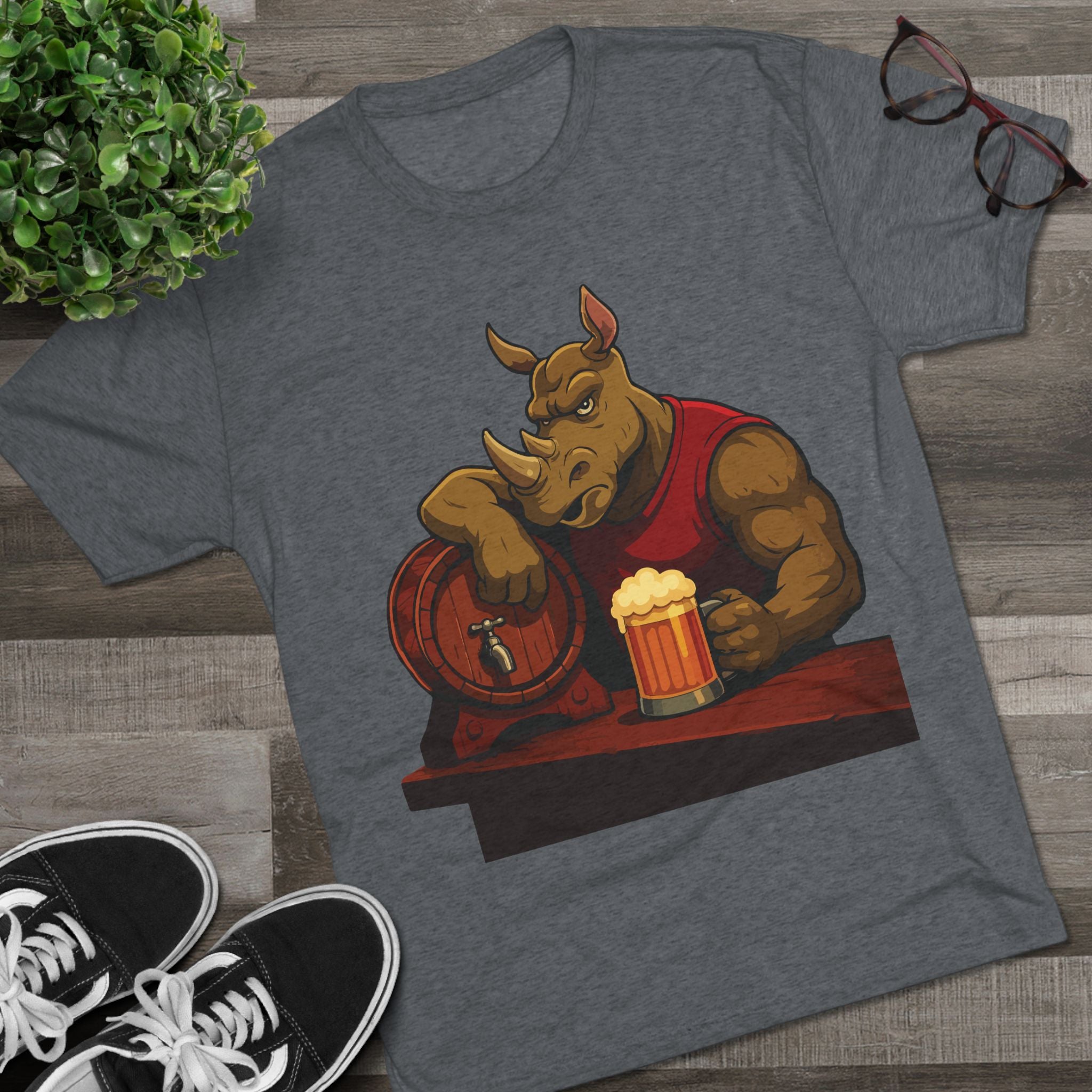 Rhino at the Bar T‑Shirt — Beer Lover Graphic Tee