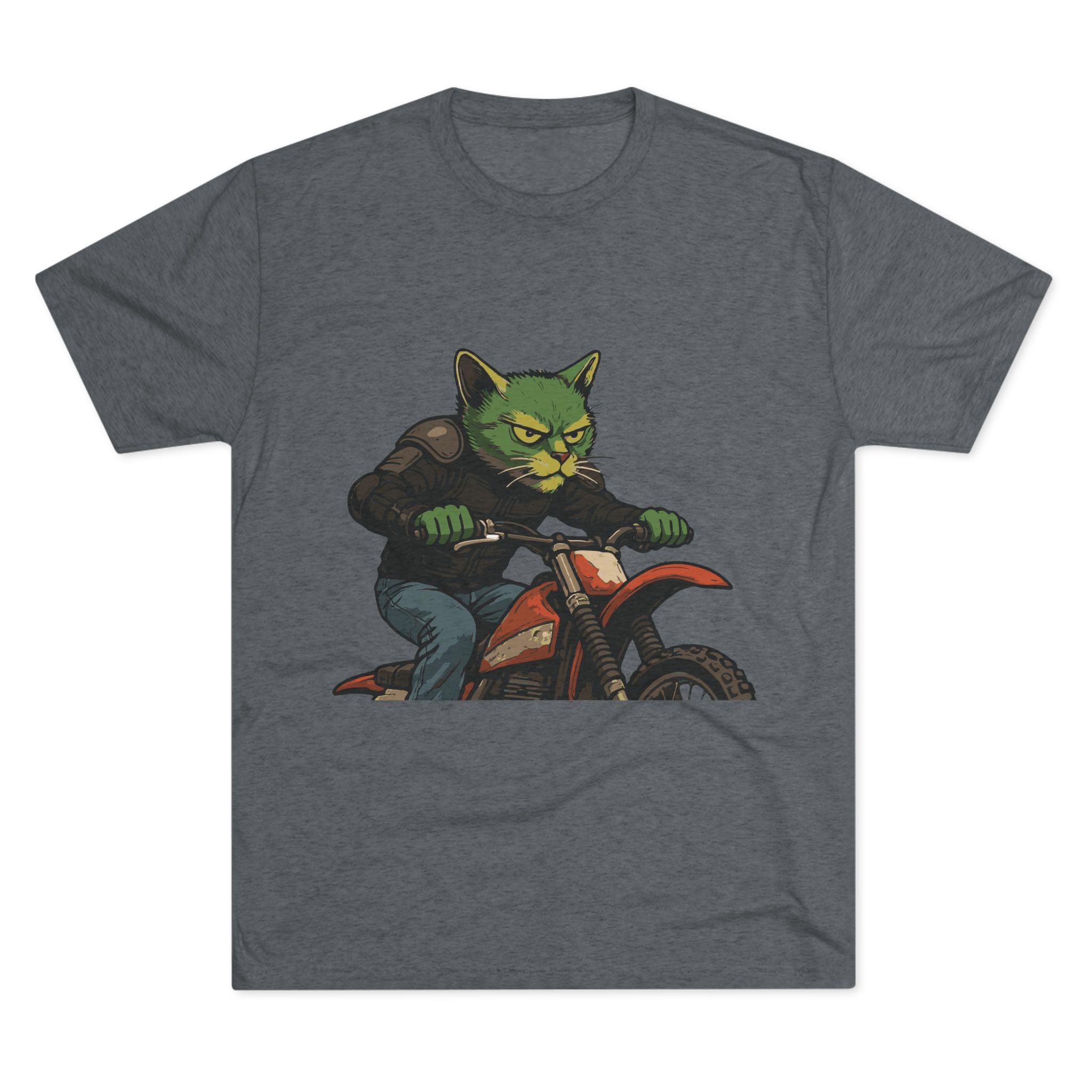 Cat Biker T‑Shirt — Retro Motorcycle Cat Graphic Tee