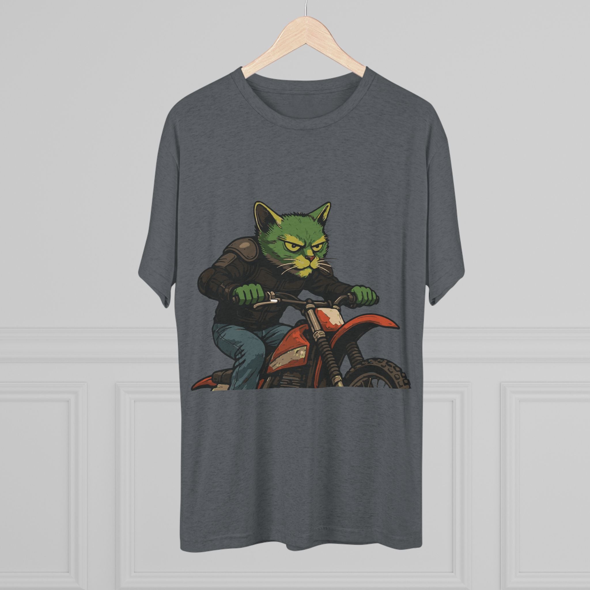 Cat Biker T‑Shirt — Retro Motorcycle Cat Graphic Tee