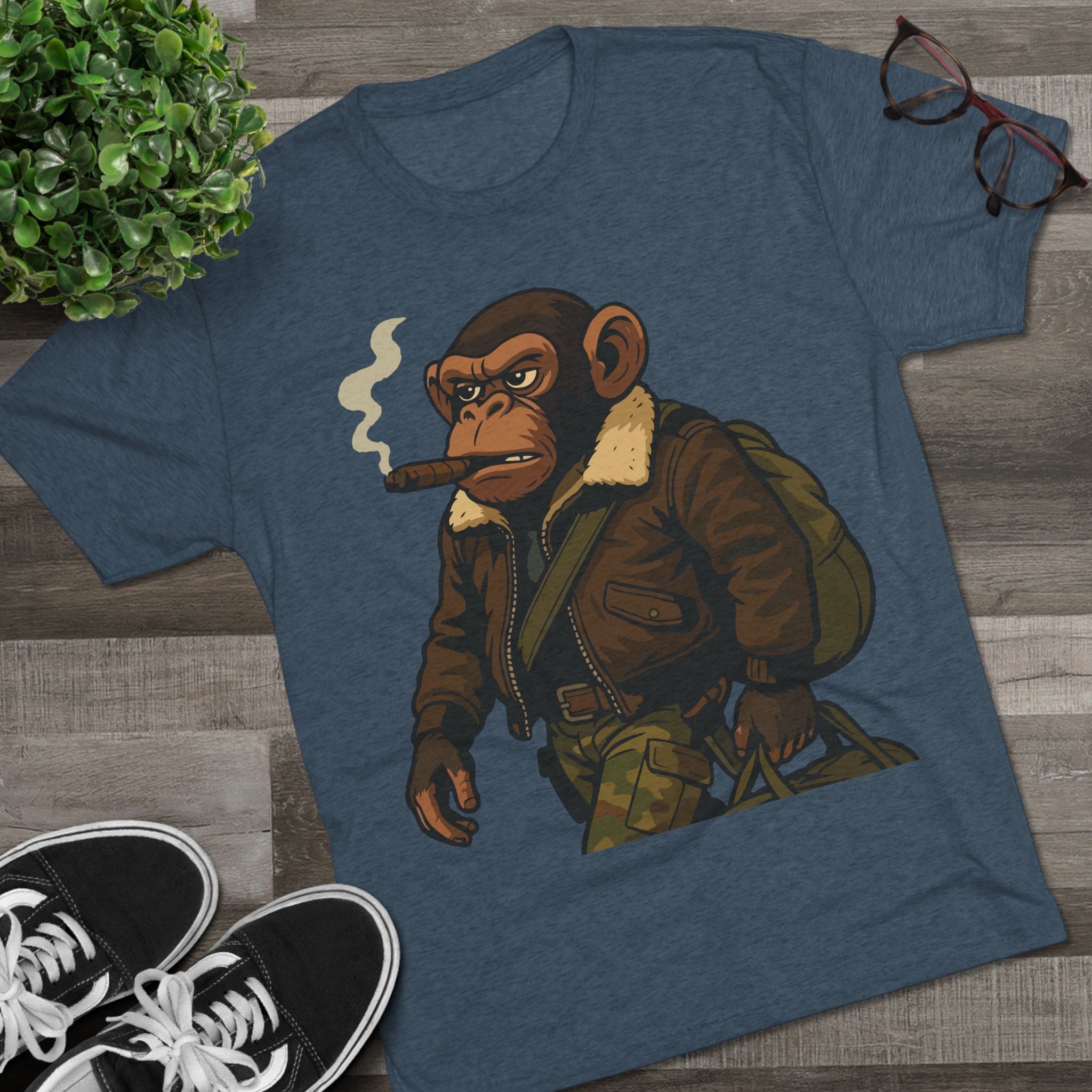 Aviator Ape Graphic Tee — Vintage Pilot Monkey with Cigar T-Shirt