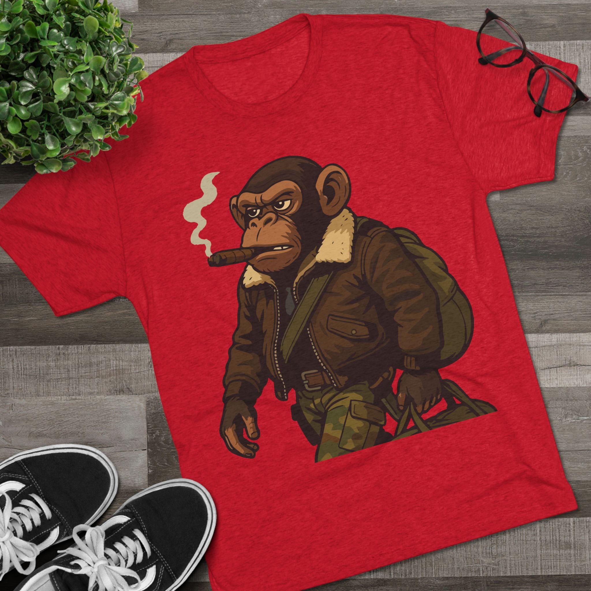 Aviator Ape Graphic Tee — Vintage Pilot Monkey with Cigar T-Shirt