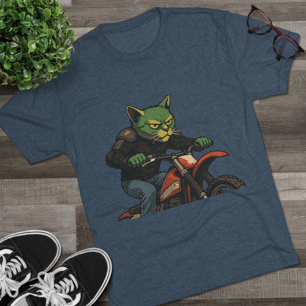 Cat Biker T‑Shirt — Retro Motorcycle Cat Graphic Tee