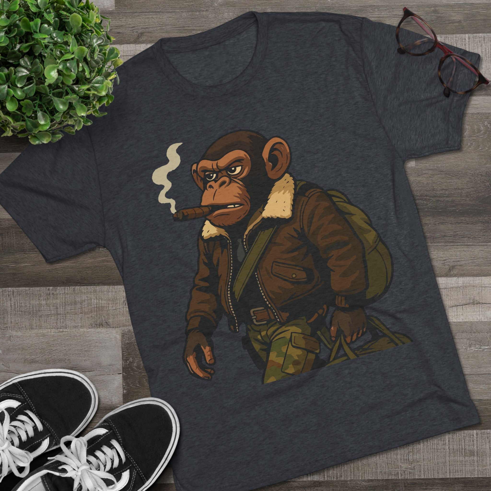 Aviator Ape Graphic Tee — Vintage Pilot Monkey with Cigar T-Shirt