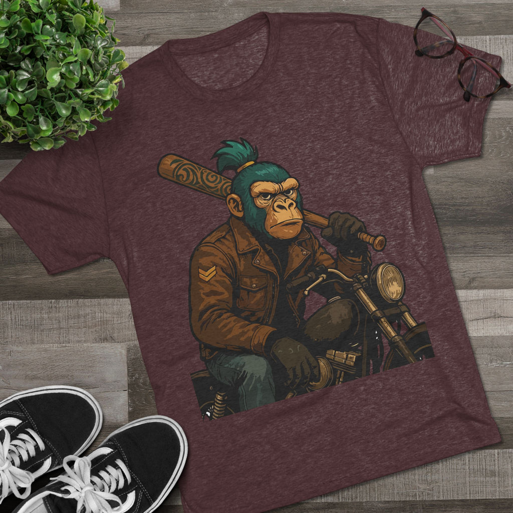 Biker Monkey Graphic Tee — Cool Motorcycle Ape Design