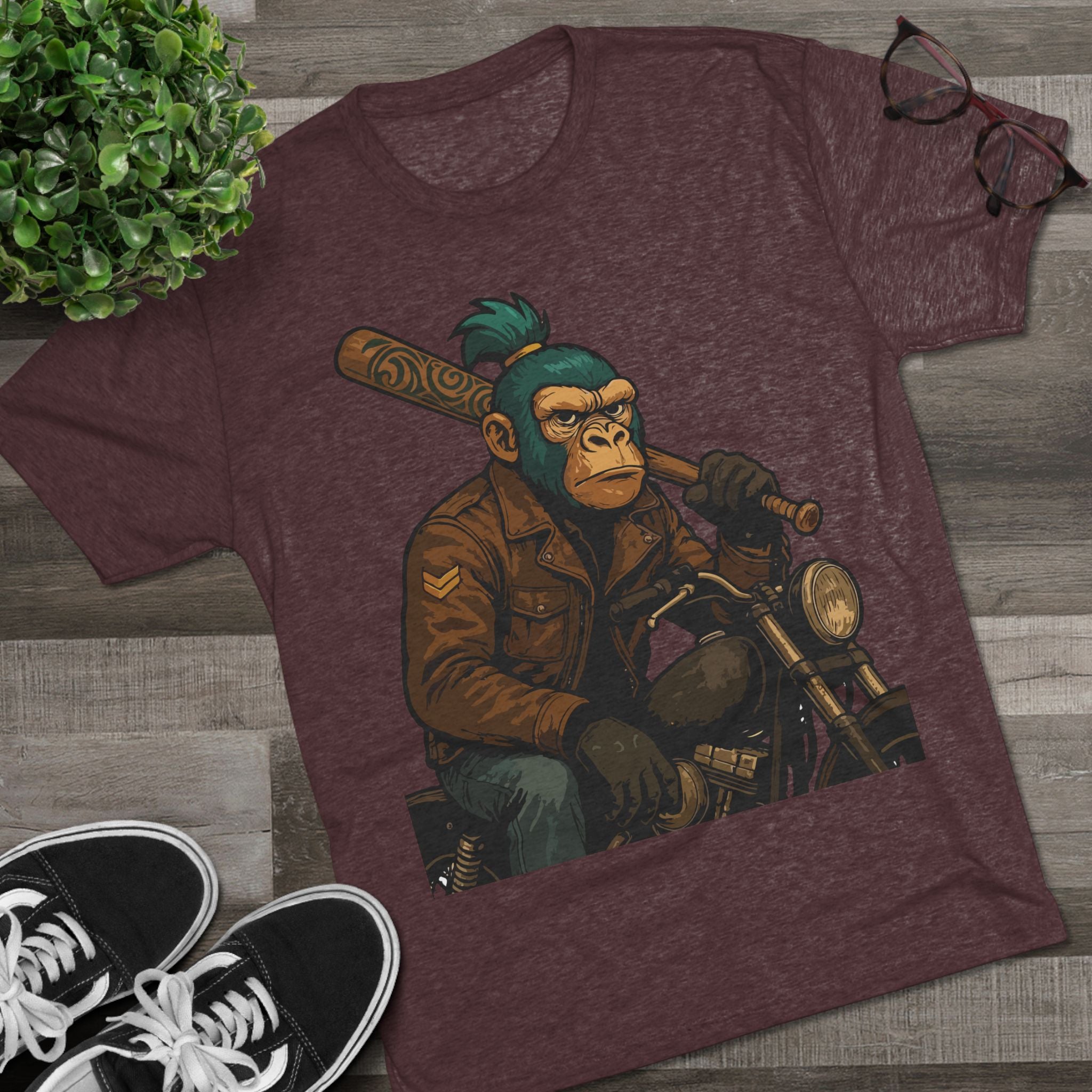 Biker Monkey Graphic Tee — Cool Motorcycle Ape Design