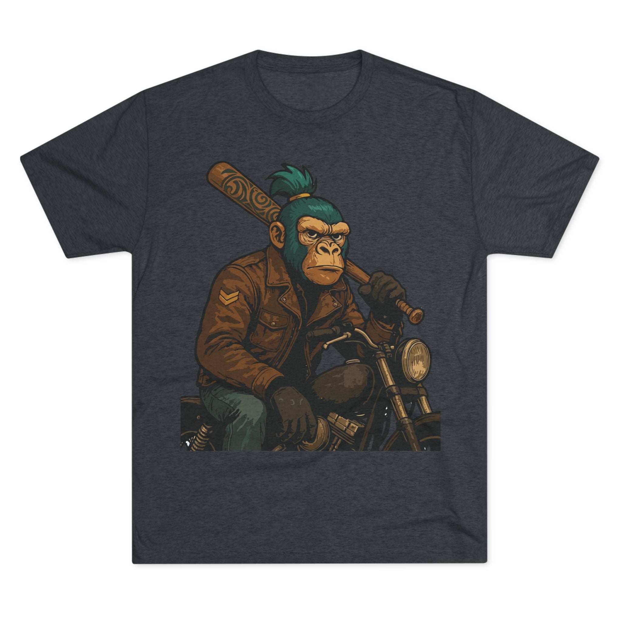 Biker Monkey Graphic Tee — Cool Motorcycle Ape Design
