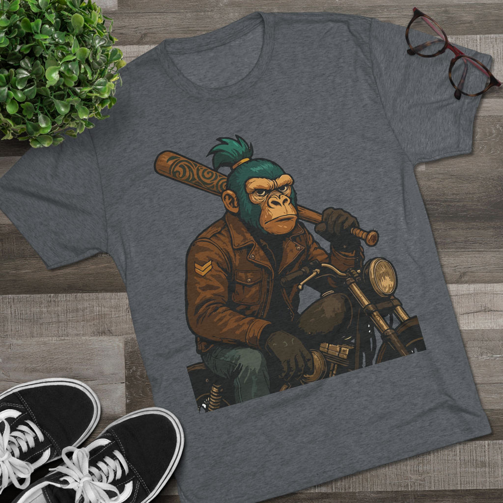 Biker Monkey Graphic Tee — Cool Motorcycle Ape Design