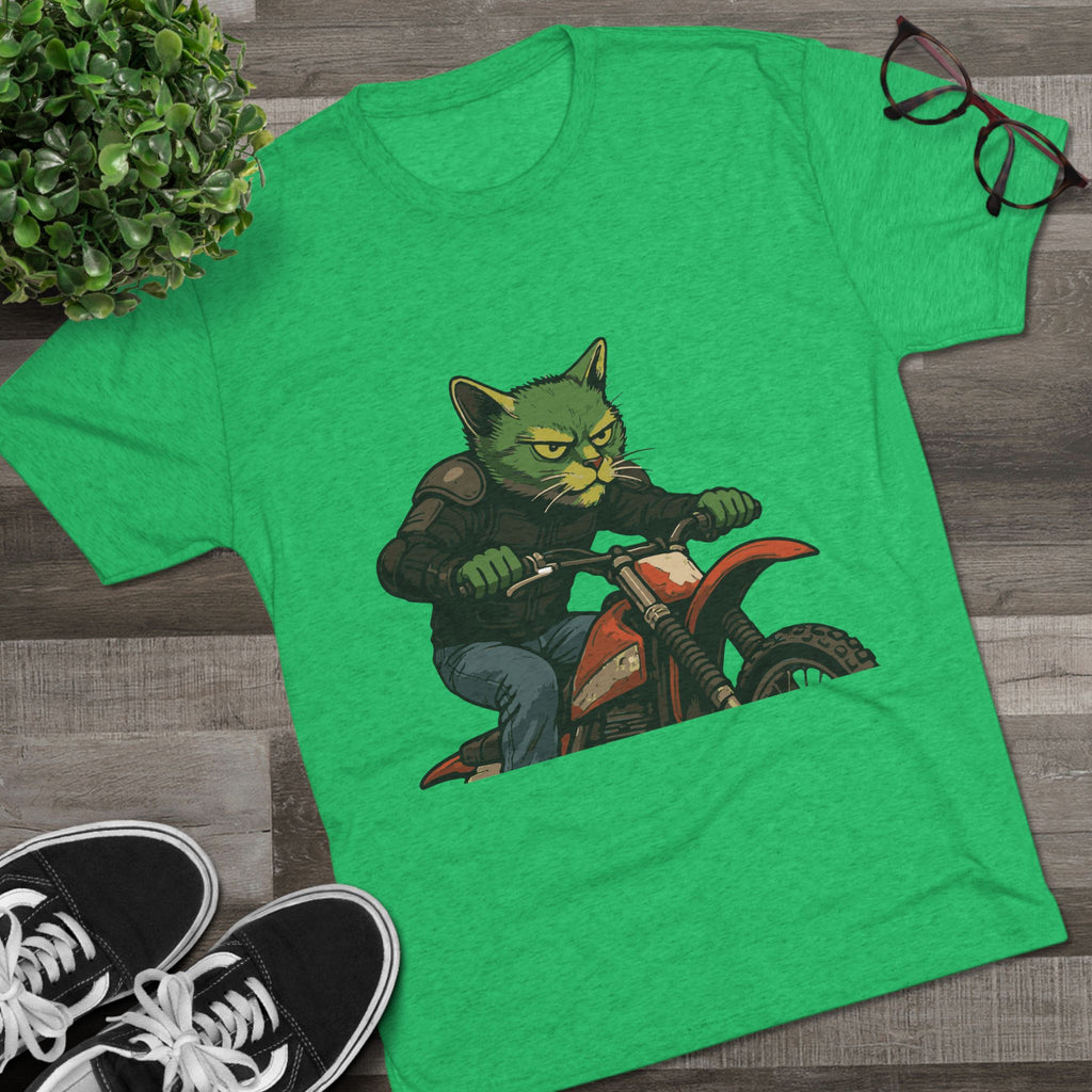 Cat Biker T‑Shirt — Retro Motorcycle Cat Graphic Tee