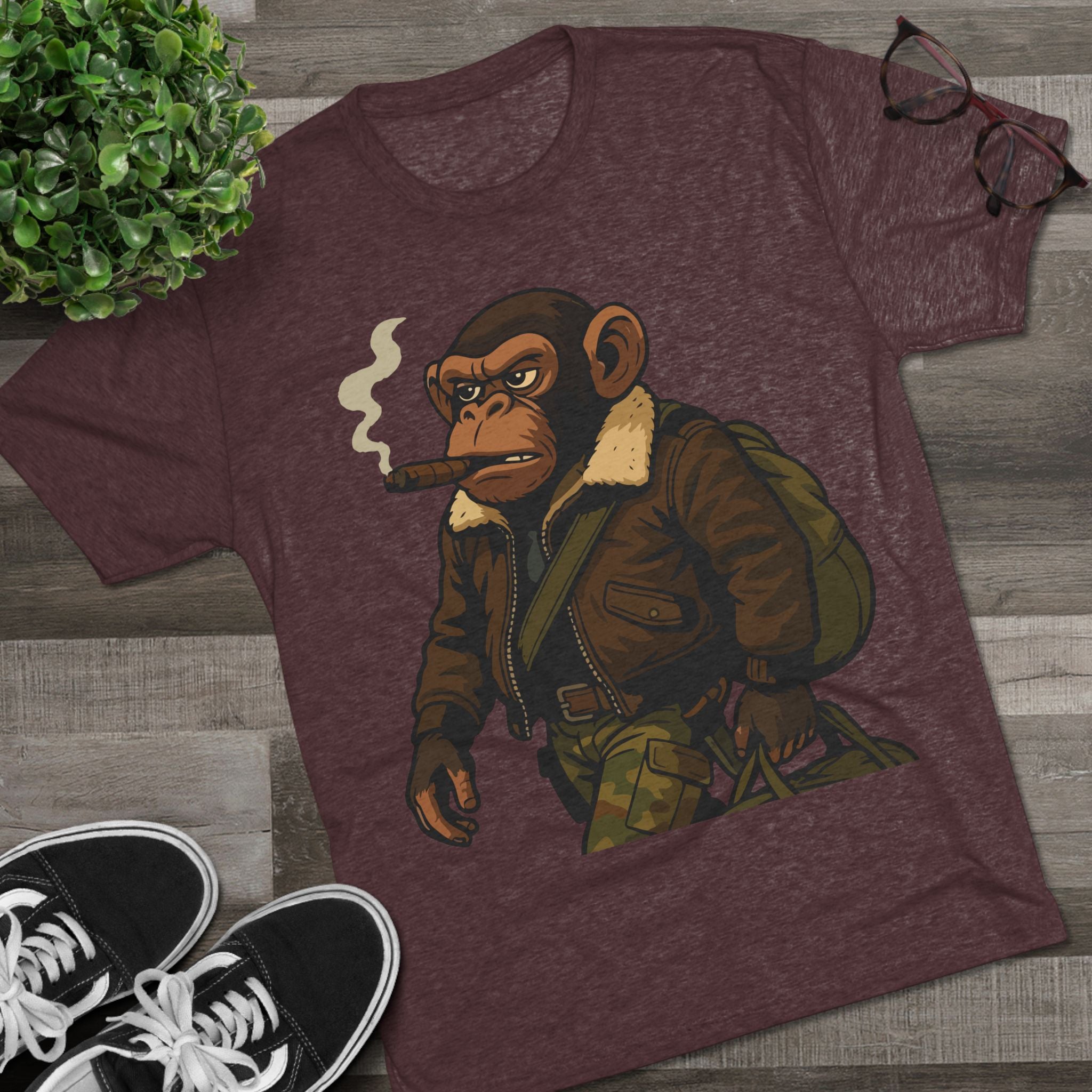 Aviator Ape Graphic Tee — Vintage Pilot Monkey with Cigar T-Shirt