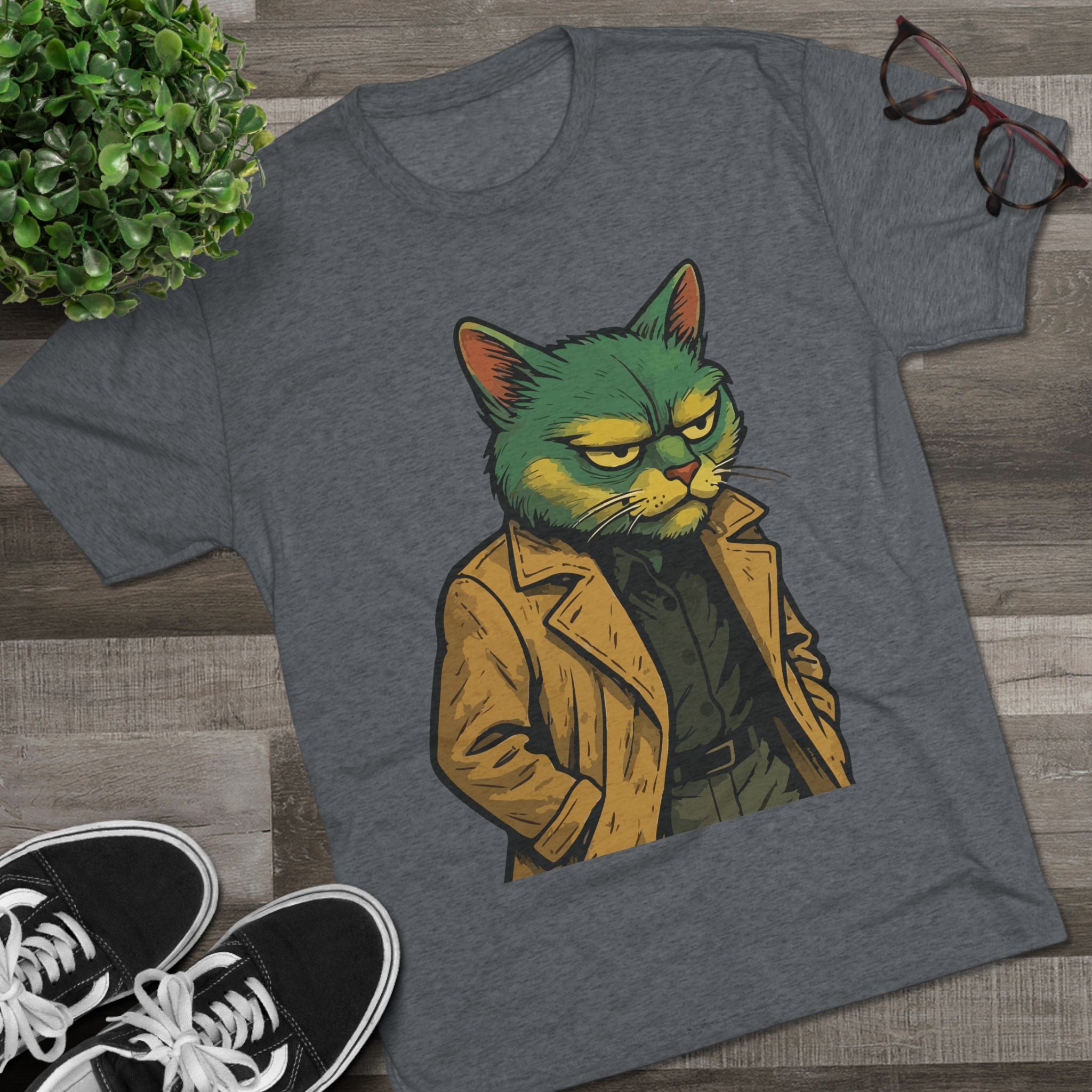 Grumpy Detective Cat Tee — Retro Noir Cat Graphic Shirt