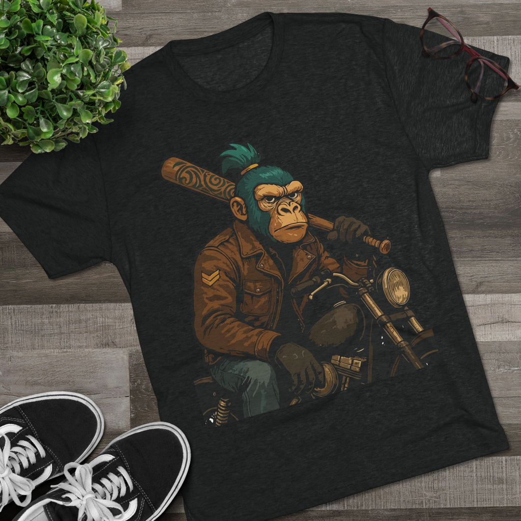 Biker Monkey Graphic Tee — Cool Motorcycle Ape Design