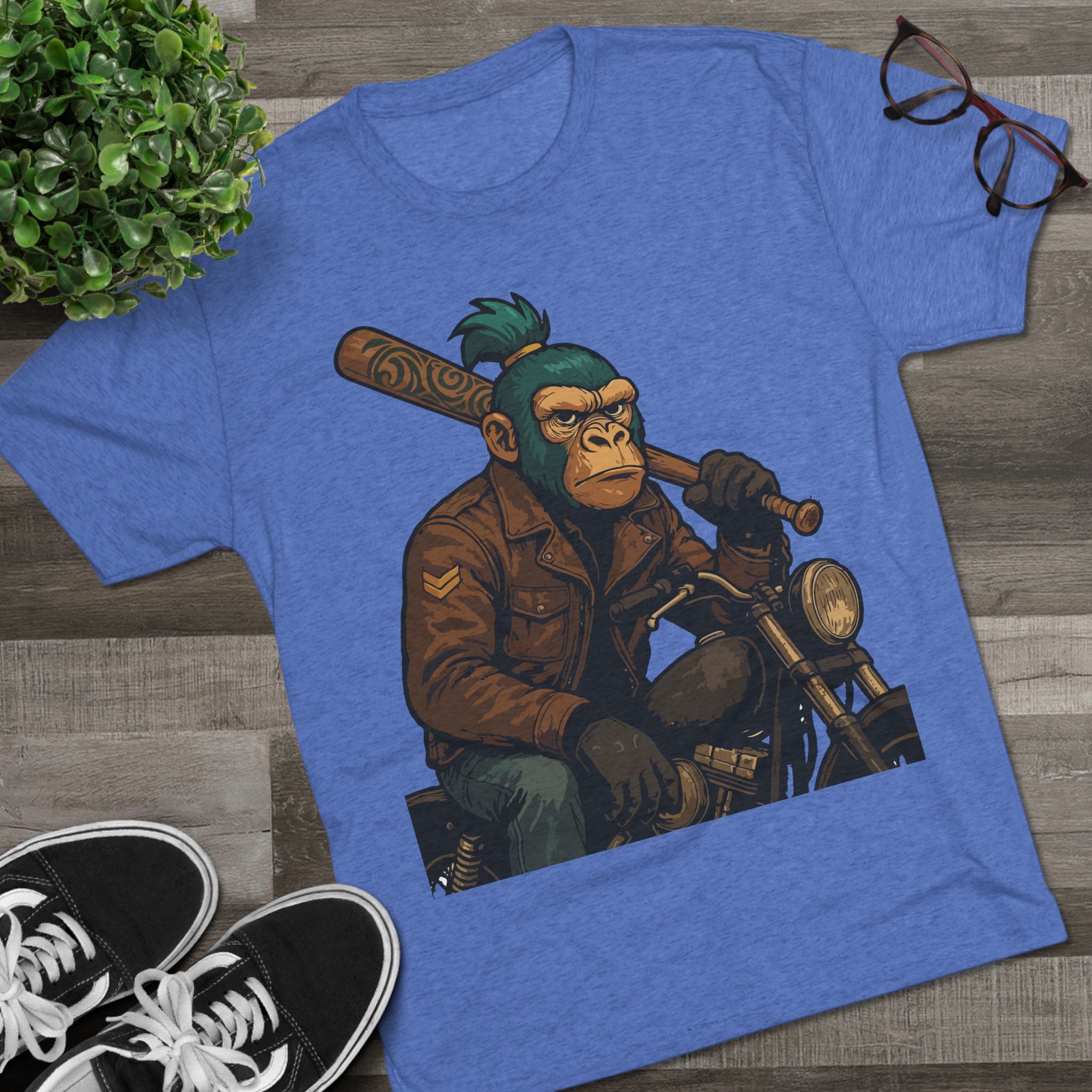 Biker Monkey Graphic Tee — Cool Motorcycle Ape Design