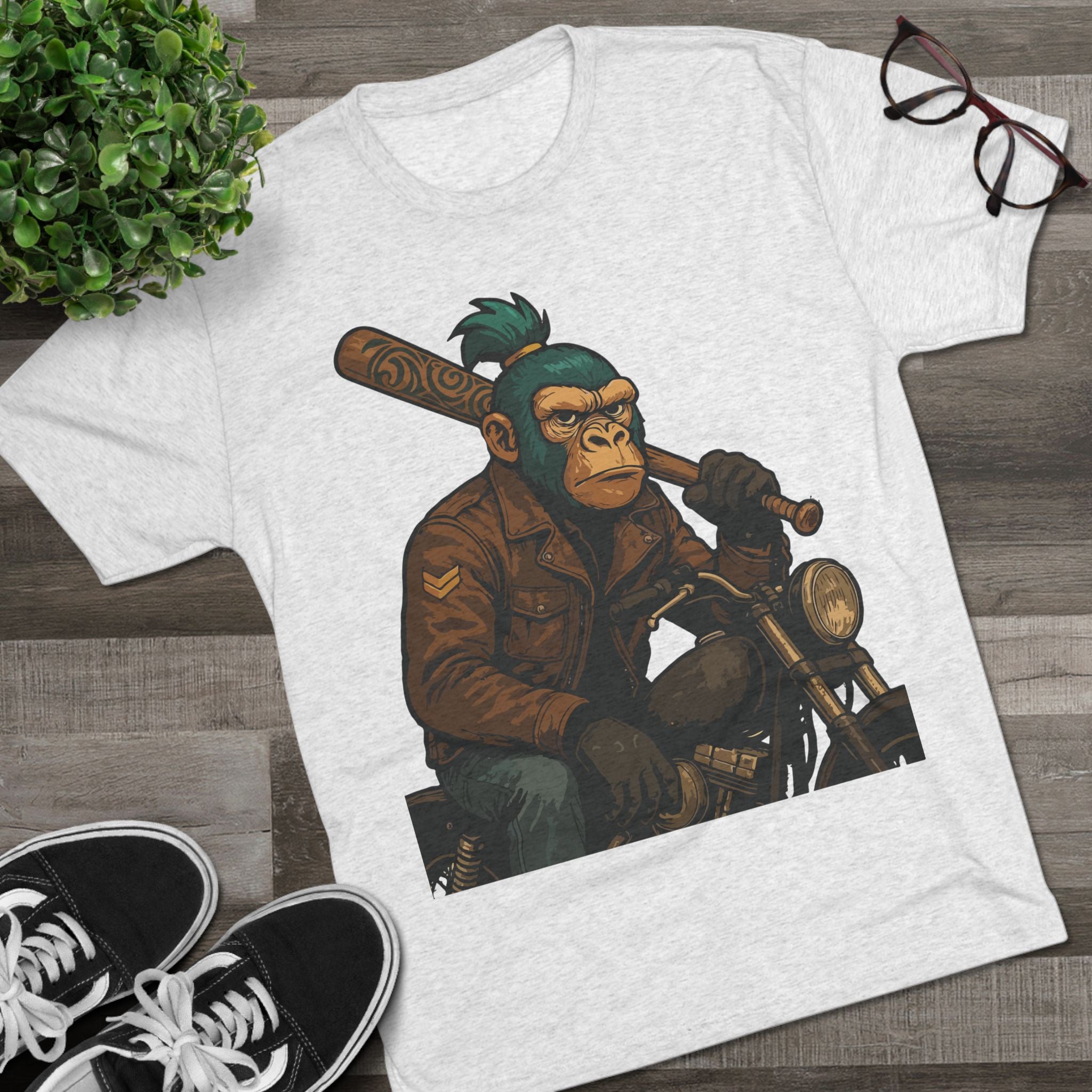 Biker Monkey Graphic Tee — Cool Motorcycle Ape Design