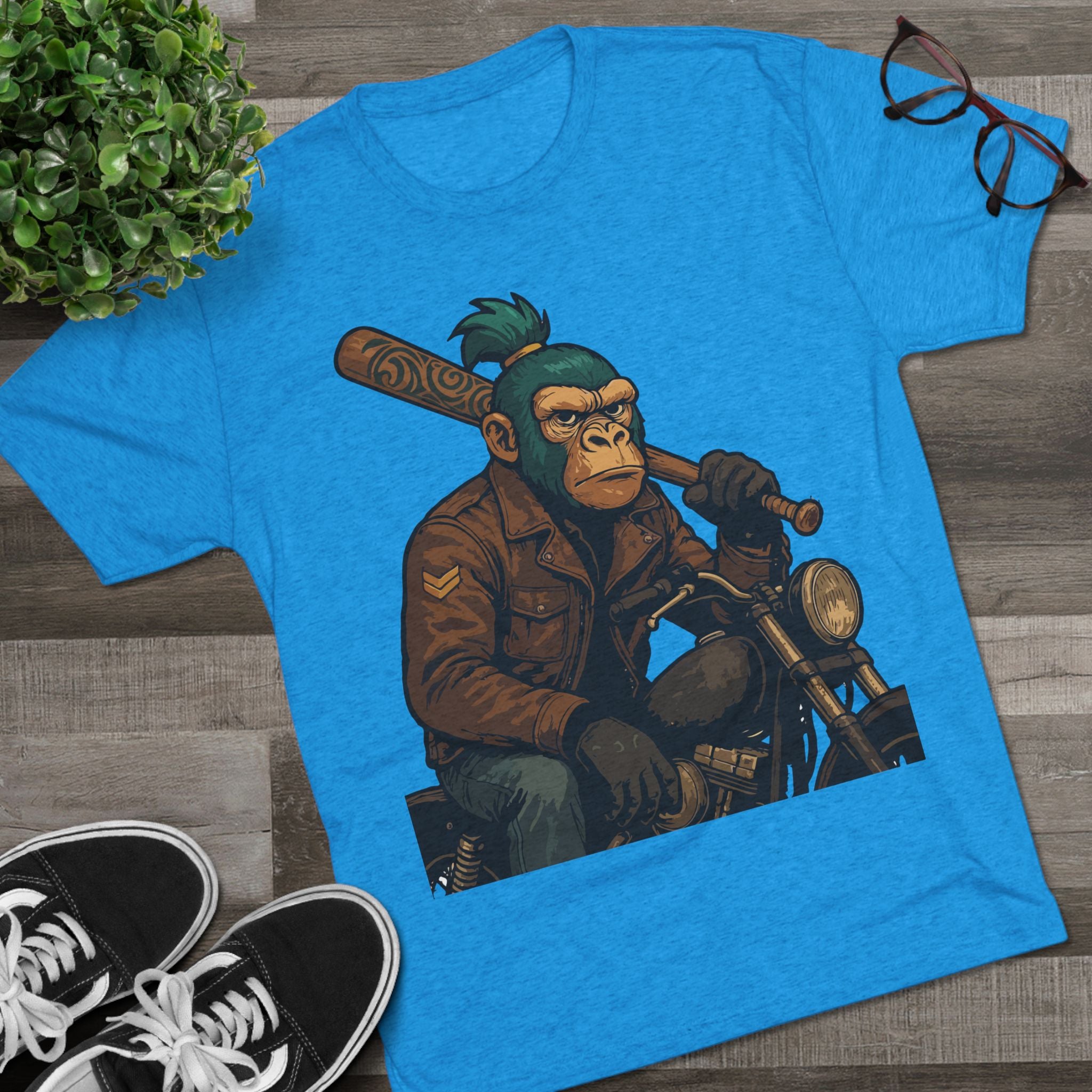 Biker Monkey Graphic Tee — Cool Motorcycle Ape Design