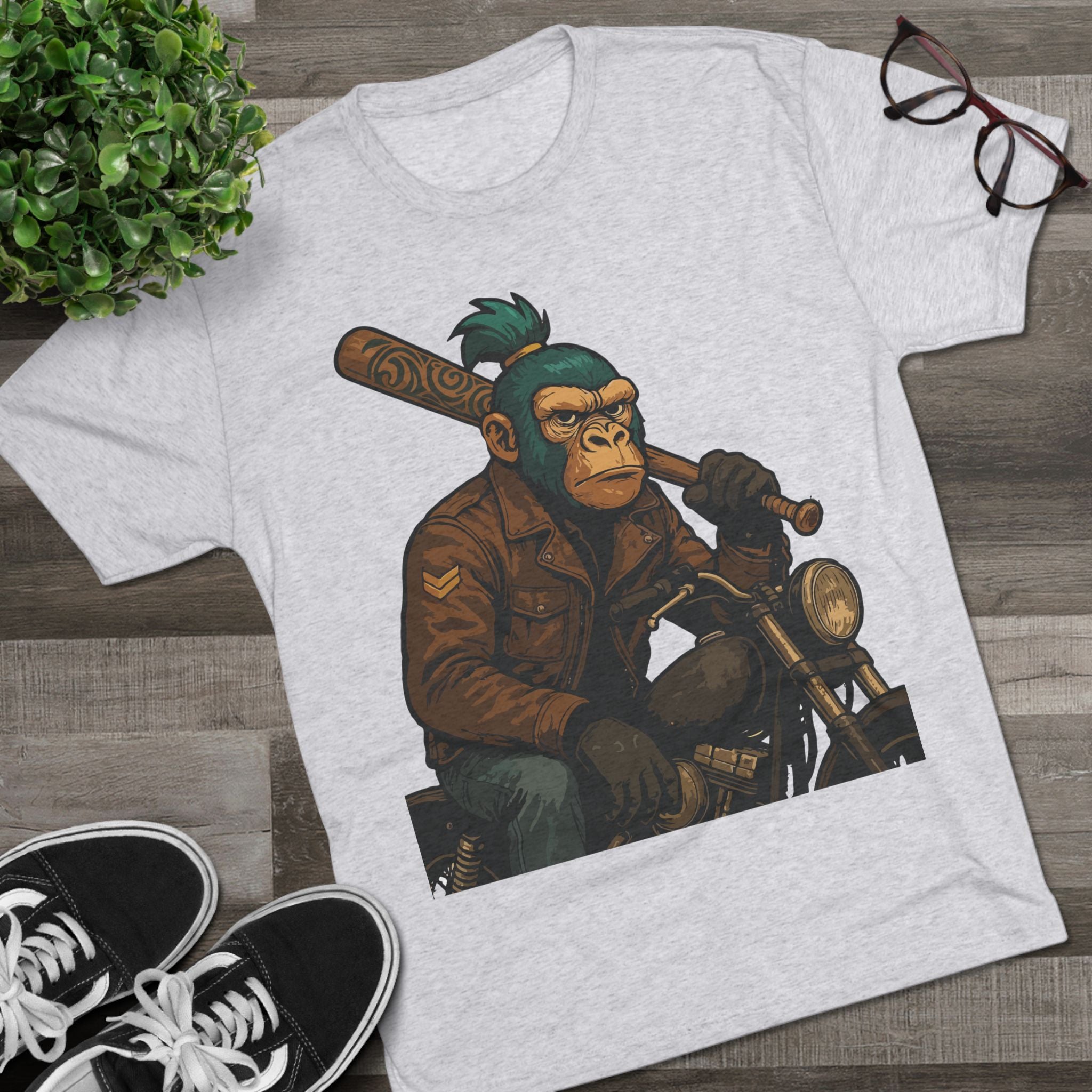 Biker Monkey Graphic Tee — Cool Motorcycle Ape Design
