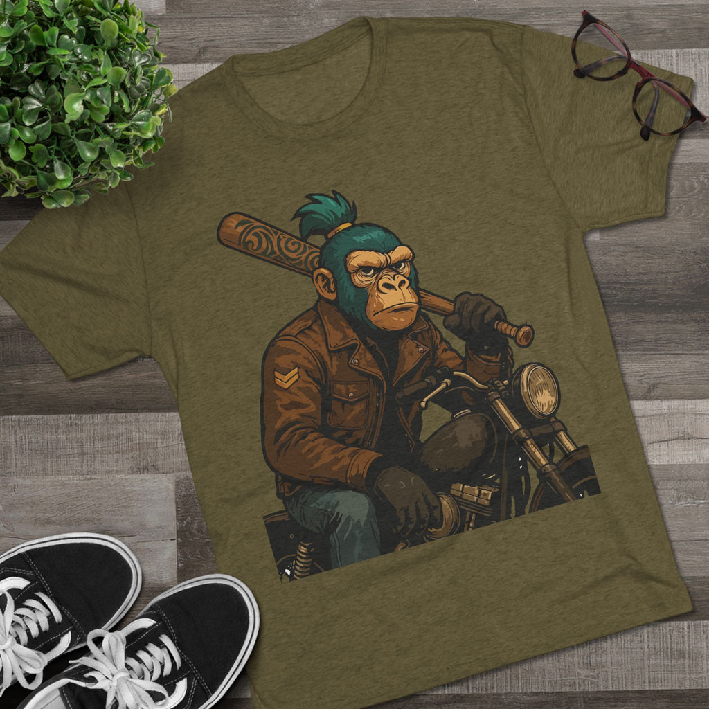 Biker Monkey Graphic Tee — Cool Motorcycle Ape Design