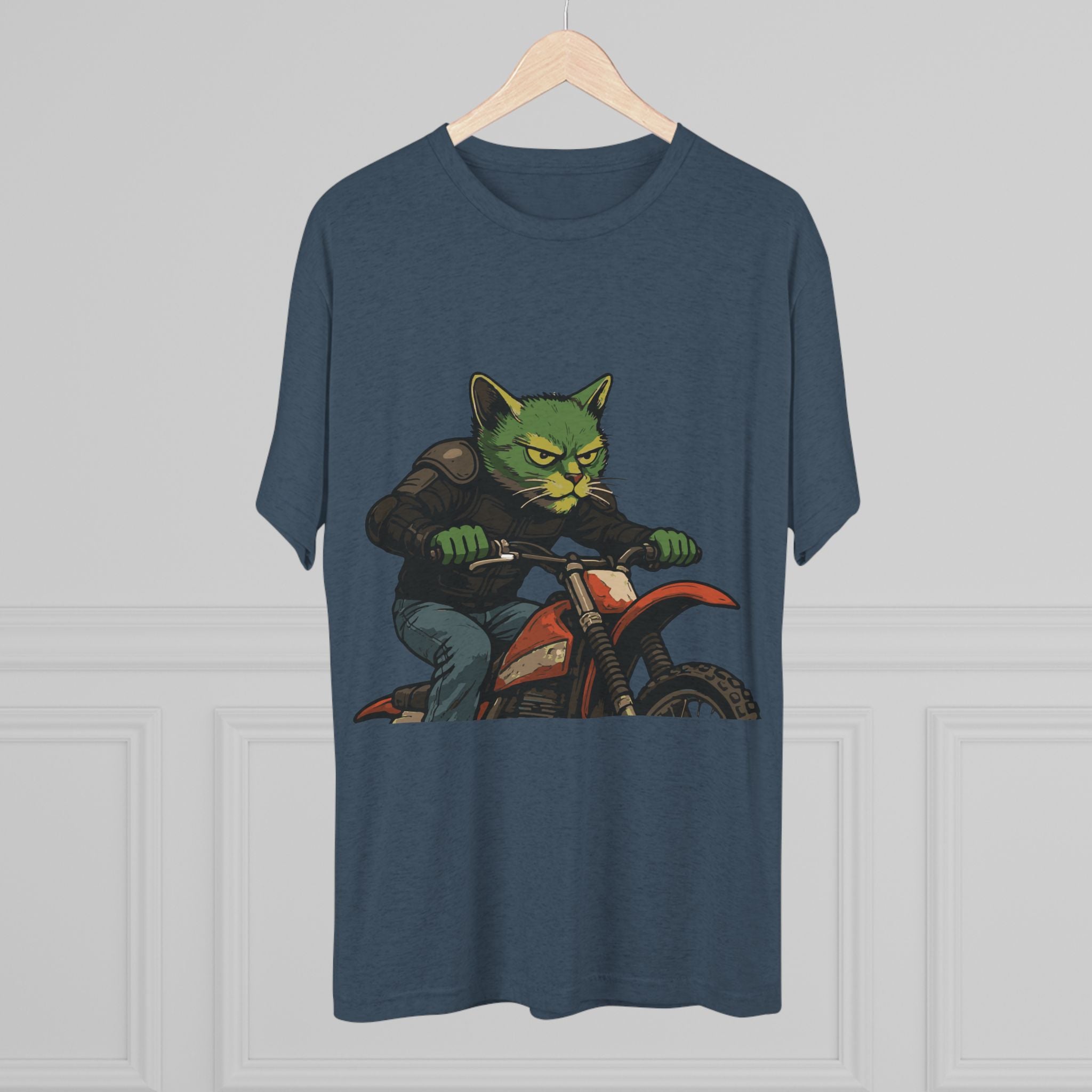 Cat Biker T‑Shirt — Retro Motorcycle Cat Graphic Tee