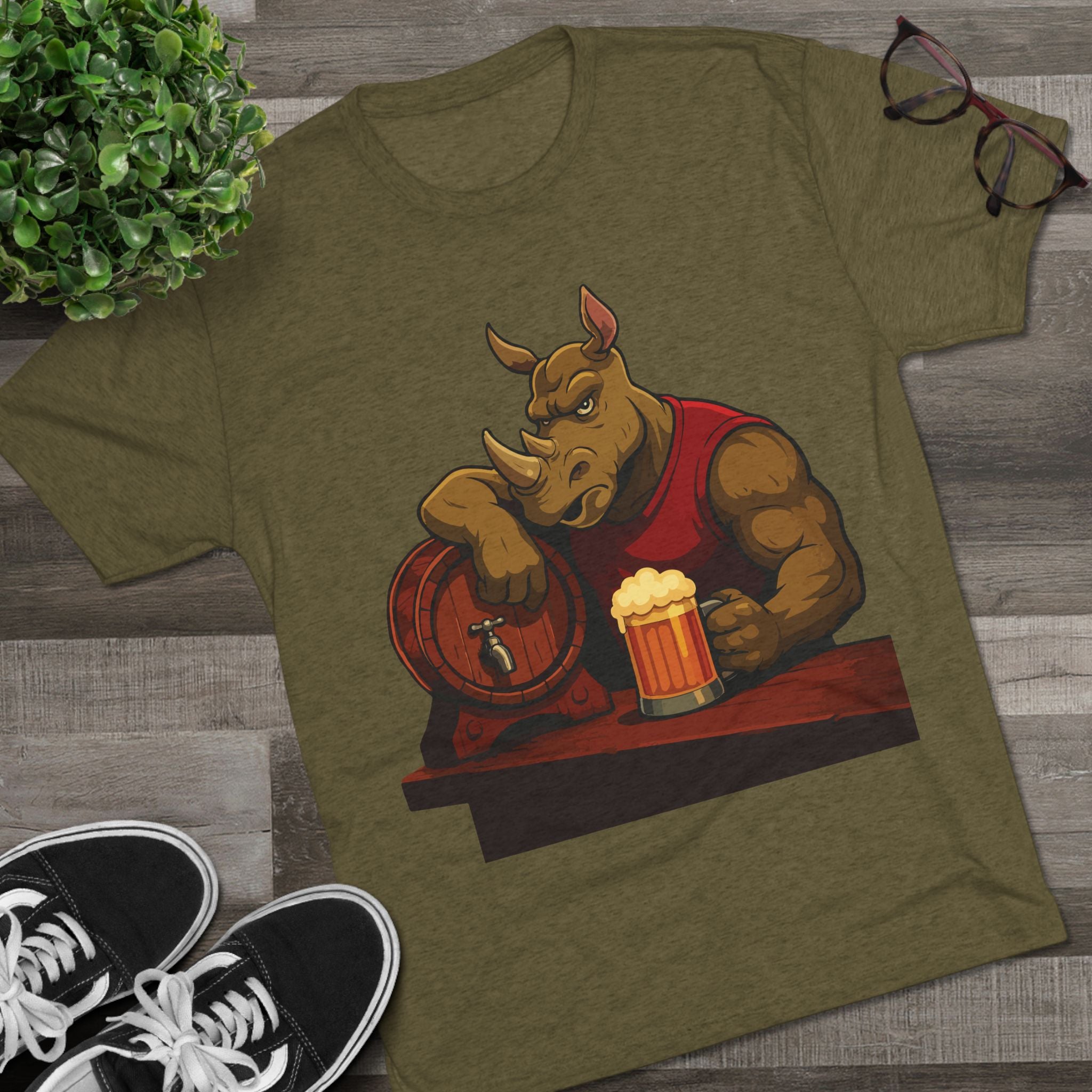 Rhino at the Bar T‑Shirt — Beer Lover Graphic Tee