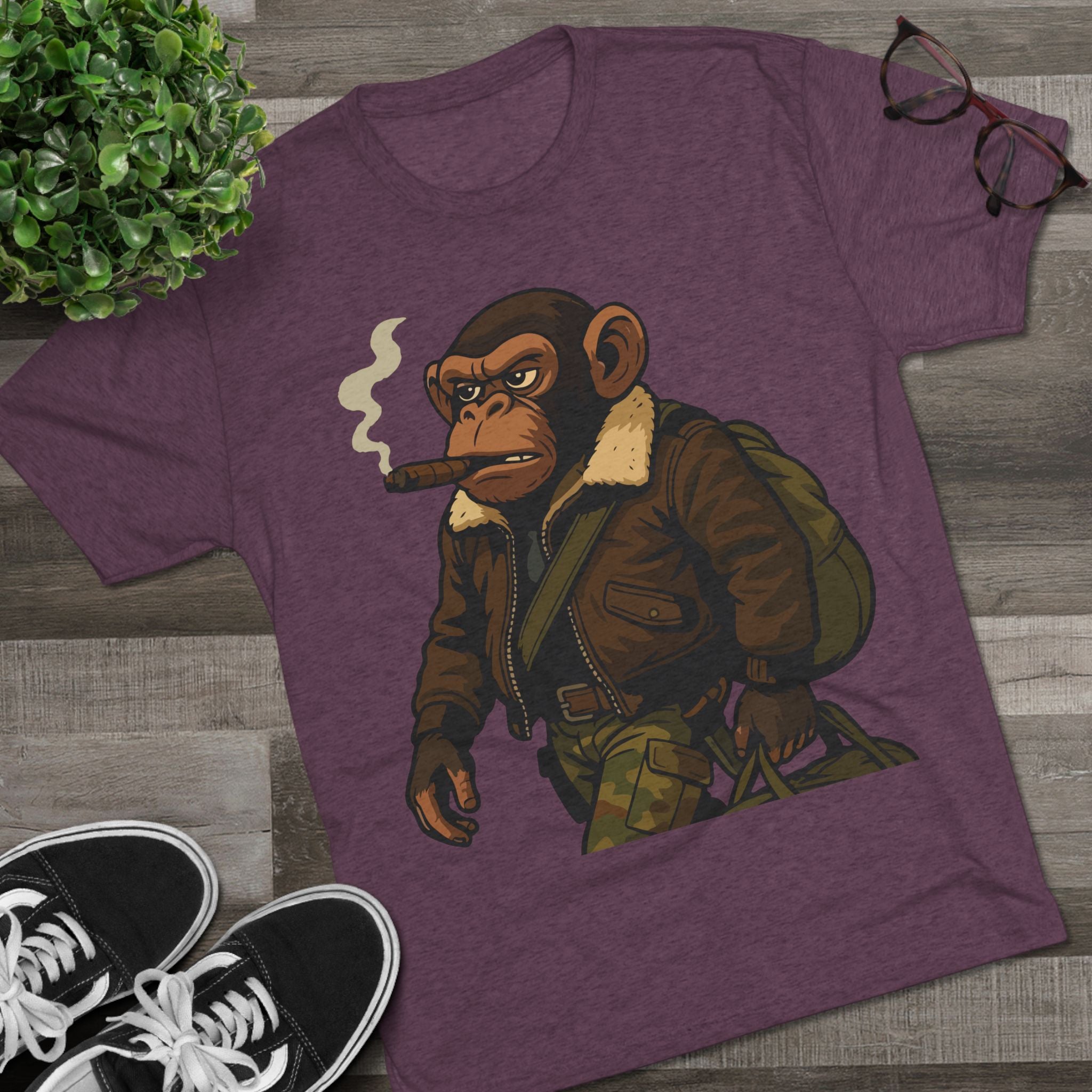 Aviator Ape Graphic Tee — Vintage Pilot Monkey with Cigar T-Shirt