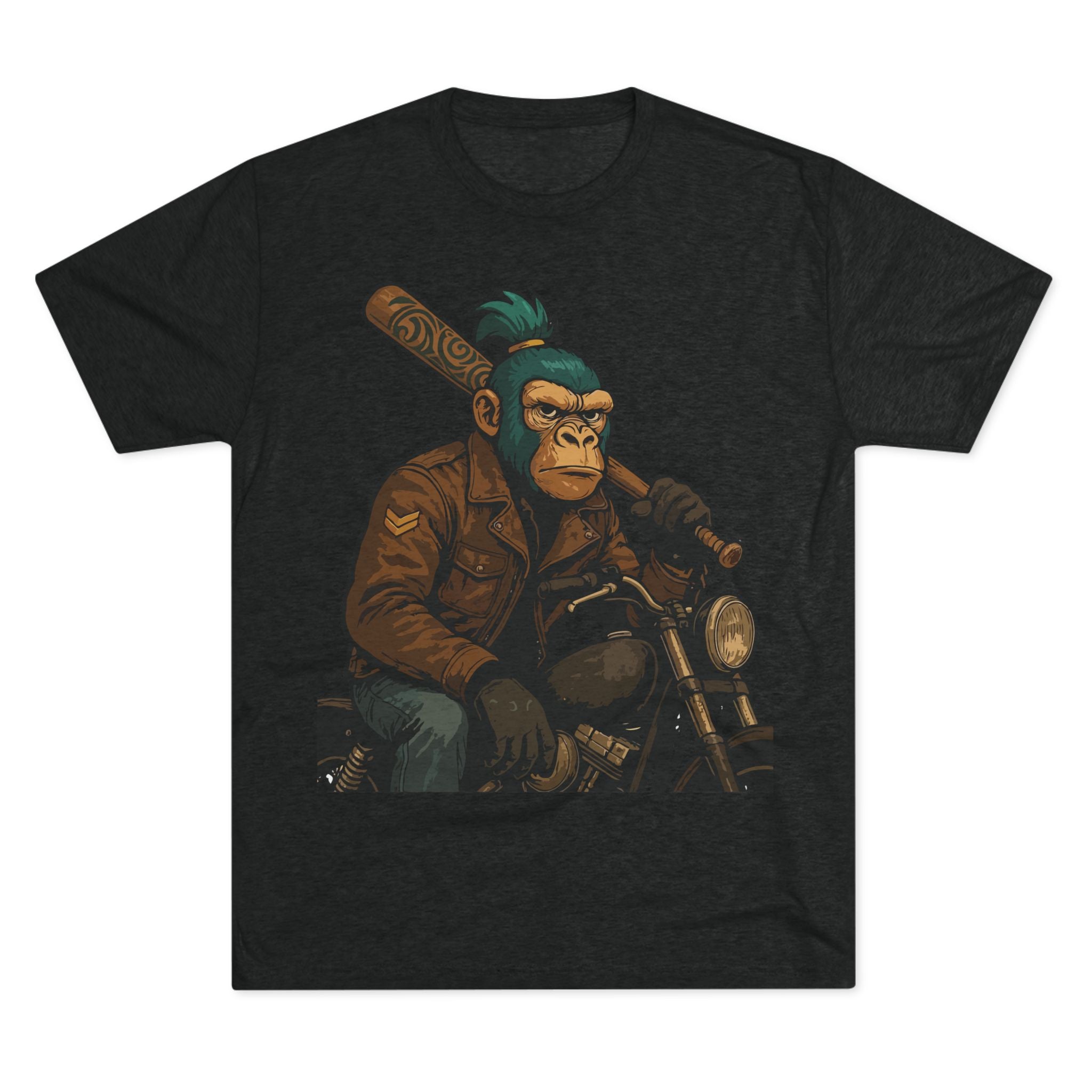 Biker Monkey Graphic Tee — Cool Motorcycle Ape Design