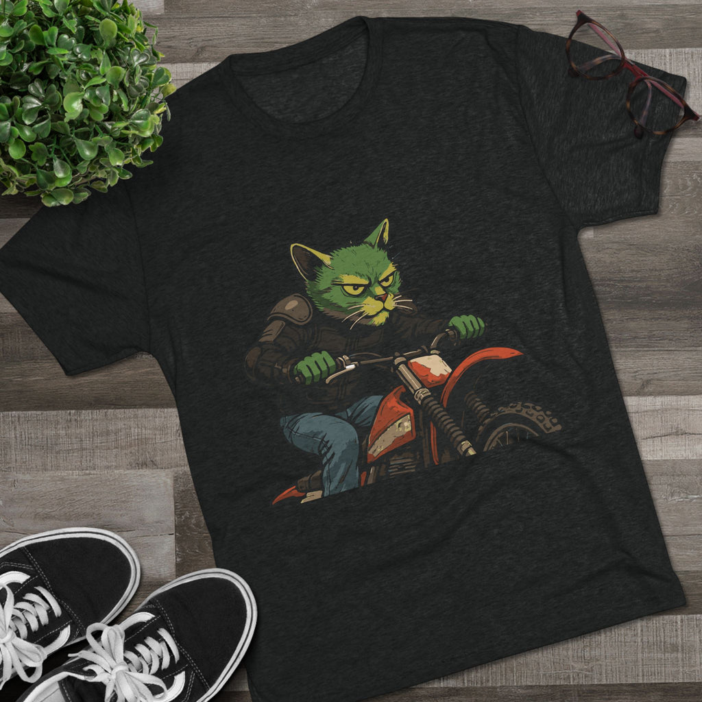 Cat Biker T‑Shirt — Retro Motorcycle Cat Graphic Tee