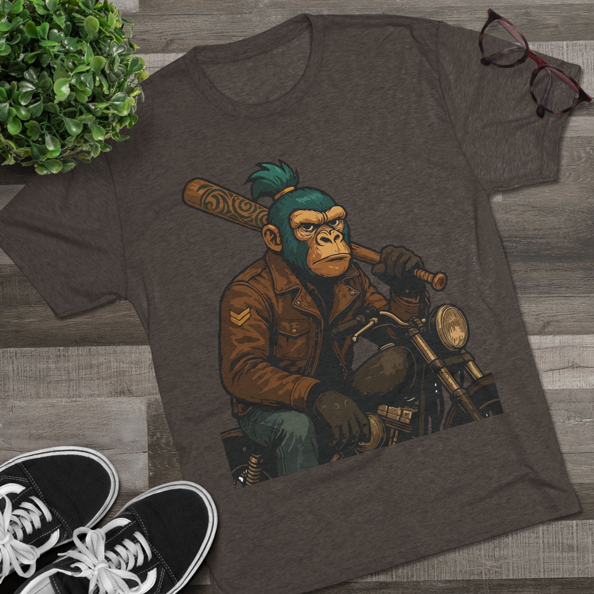 Biker Monkey Graphic Tee — Cool Motorcycle Ape Design