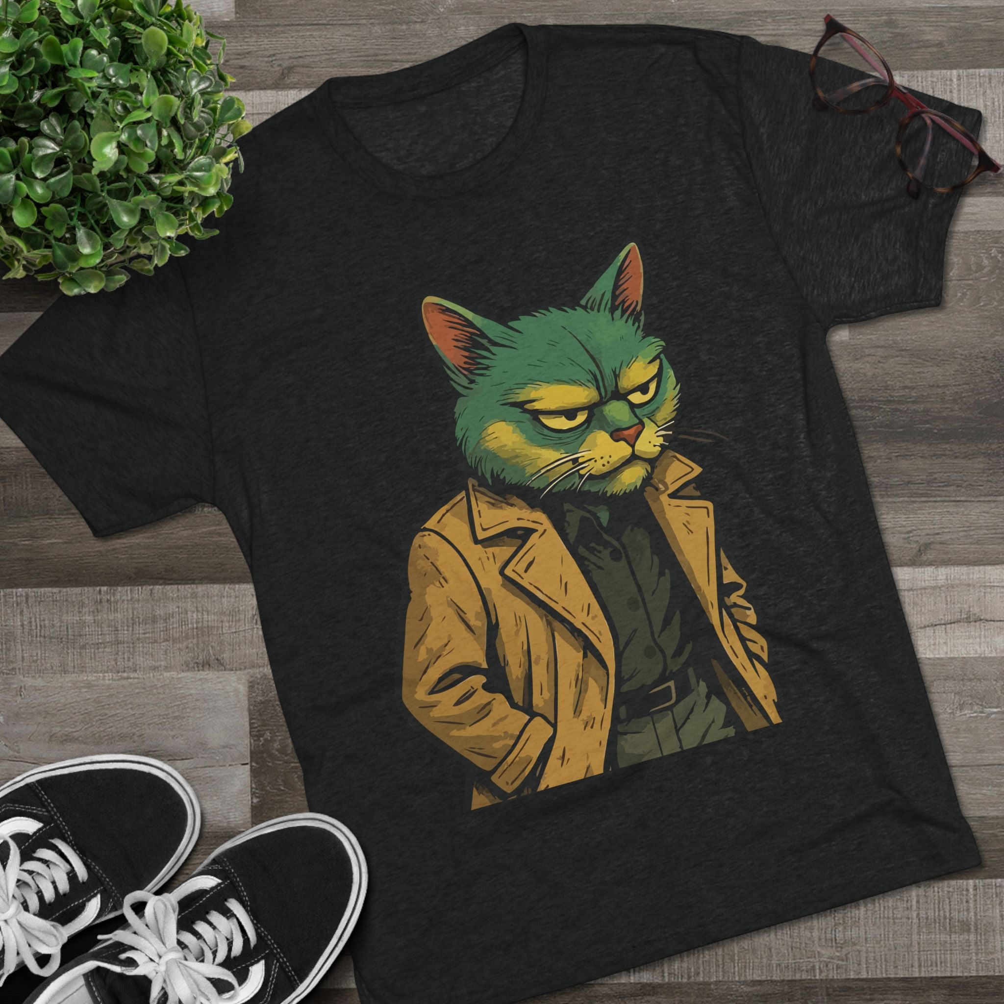 Grumpy Detective Cat Tee — Retro Noir Cat Graphic Shirt