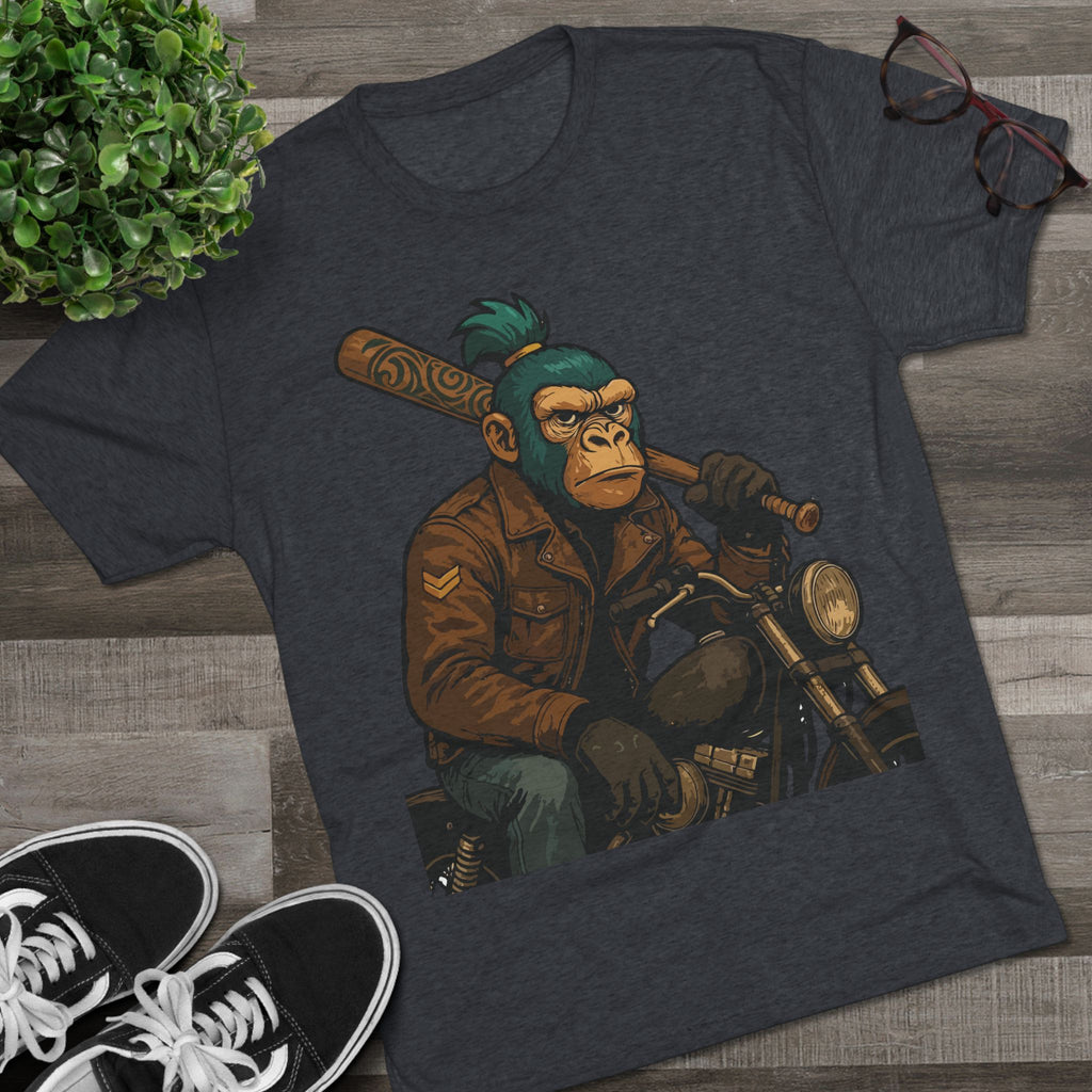 Biker Monkey Graphic Tee — Cool Motorcycle Ape Design