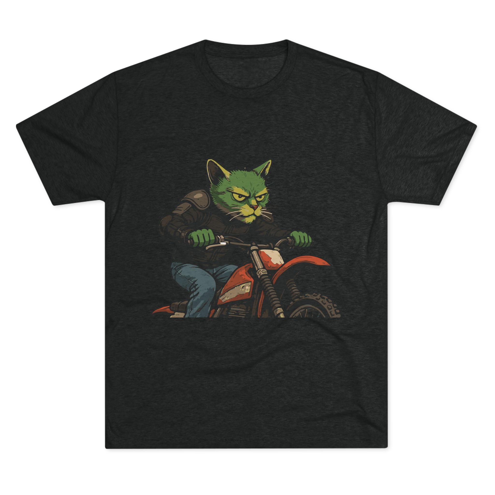 Cat Biker T‑Shirt — Retro Motorcycle Cat Graphic Tee