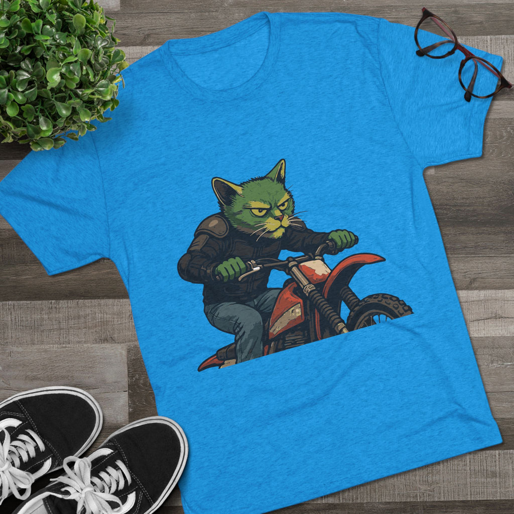 Cat Biker T‑Shirt — Retro Motorcycle Cat Graphic Tee