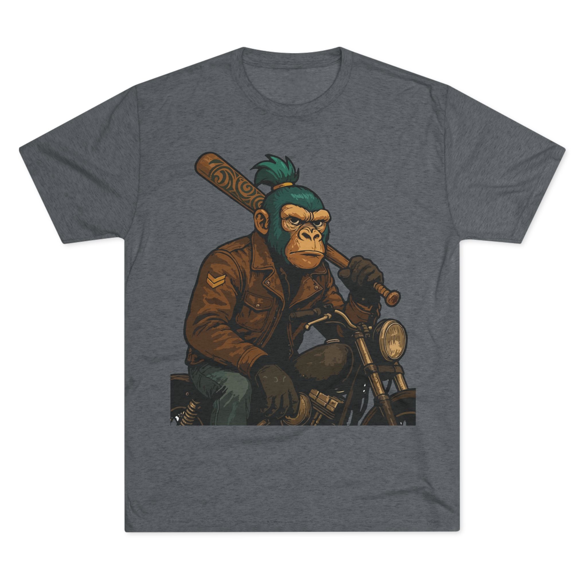 Biker Monkey Graphic Tee — Cool Motorcycle Ape Design