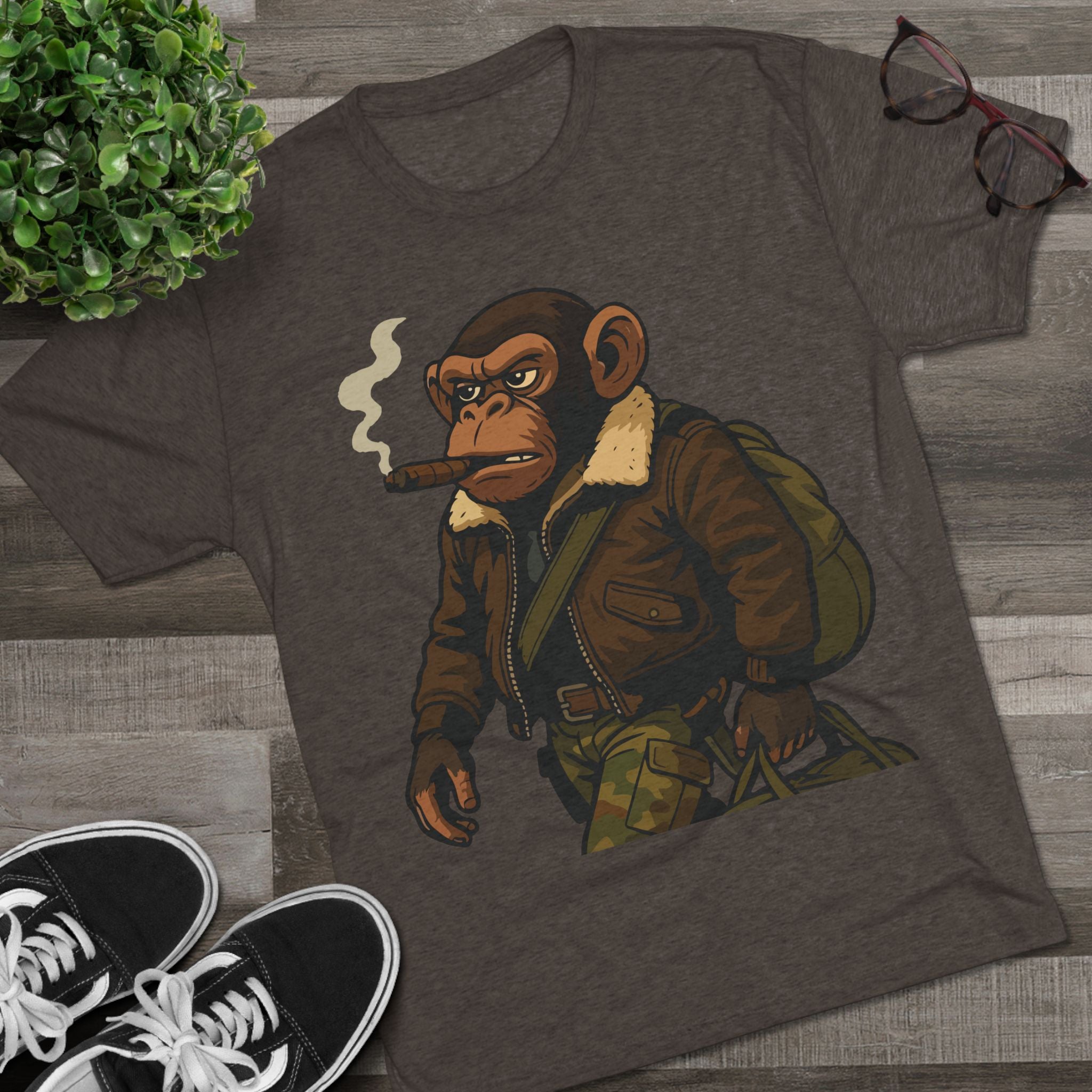 Aviator Ape Graphic Tee — Vintage Pilot Monkey with Cigar T-Shirt