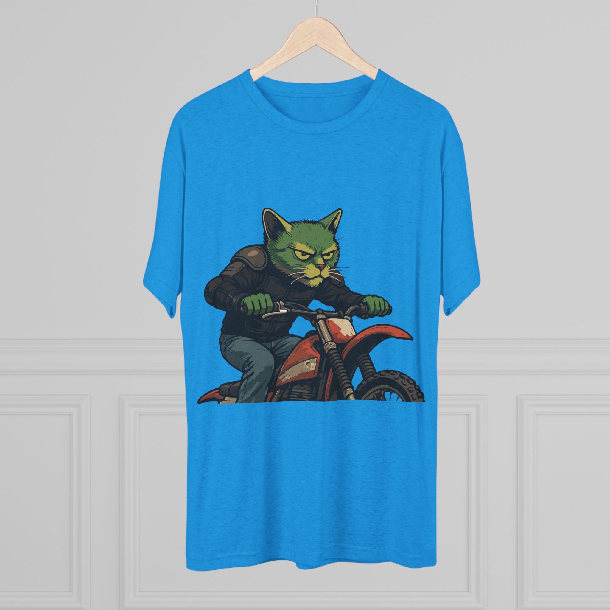 Cat Biker T‑Shirt — Retro Motorcycle Cat Graphic Tee