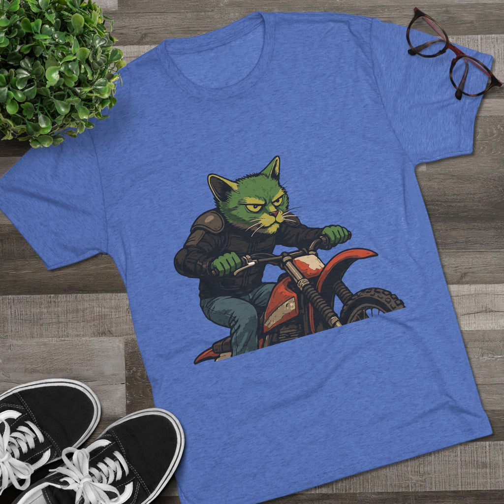 Cat Biker T‑Shirt — Retro Motorcycle Cat Graphic Tee